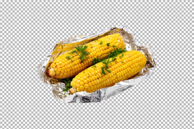 PSD psd foiled baked corn isolated on transparent background