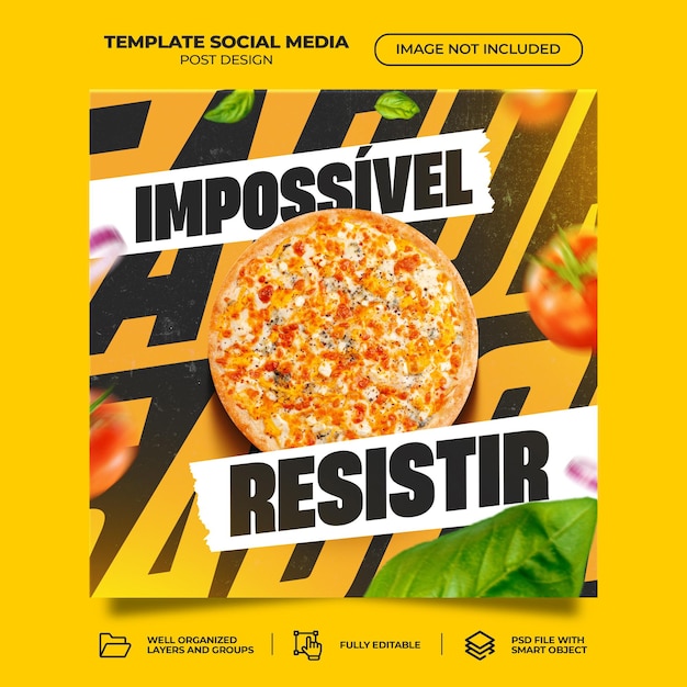 Menu di cibo psd e modello di banner per social media per pizza deliziosa