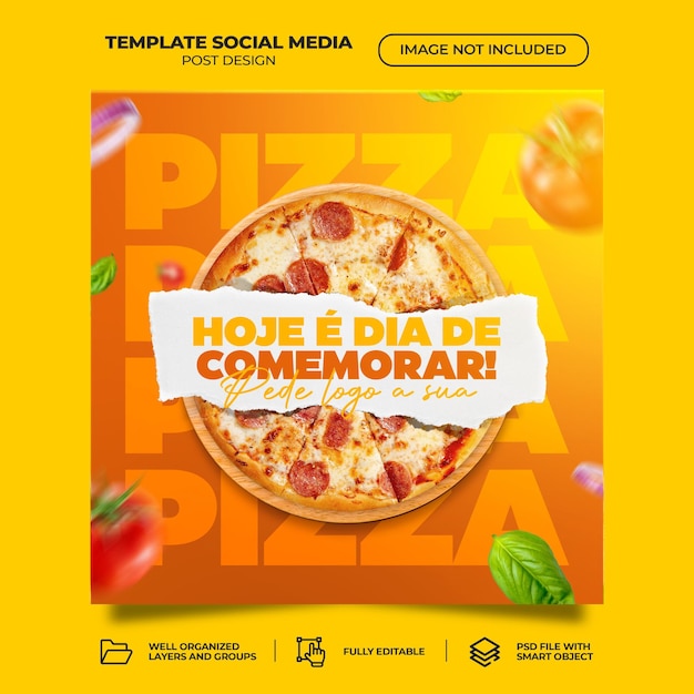 Psd food menu and delicious pizza social media banner template