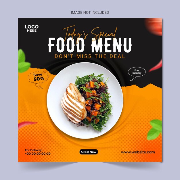PSD psd food social media post design and instagram banner template,food social media promotion banner