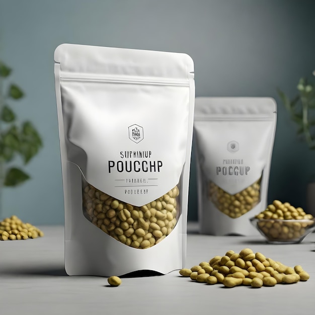 Psd food supplement pouch packaging mockup