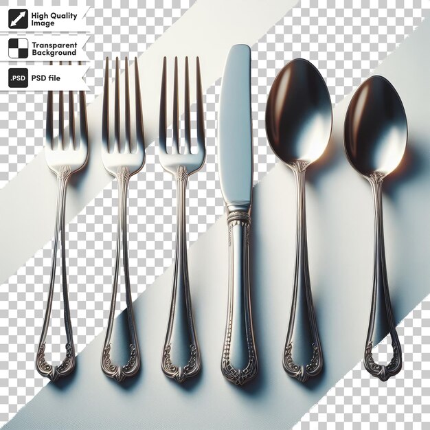 PSD psd fork spoon and knife tableware on transparent background with editable mask layer