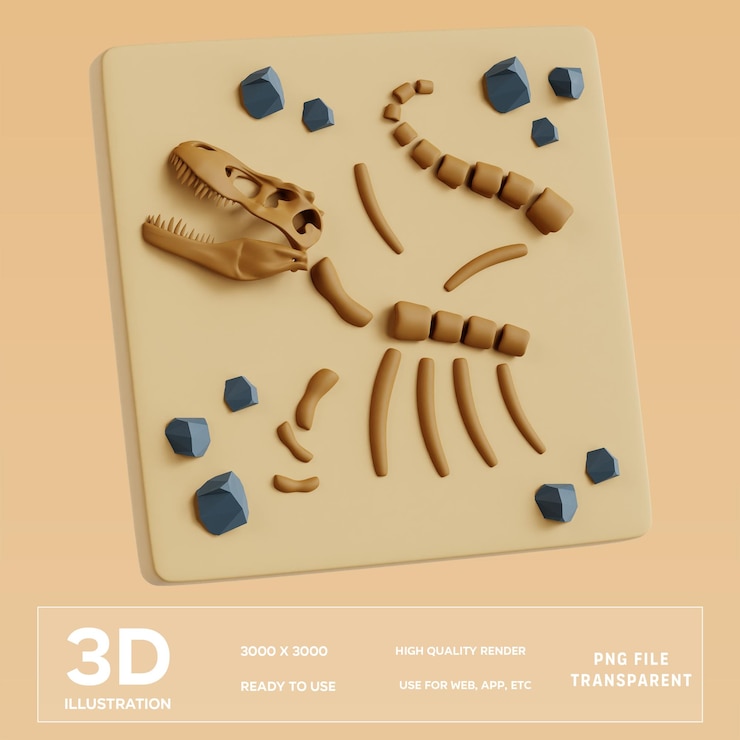 PSD psd fossil 3d illustration