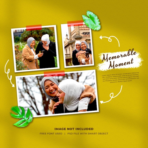 PSD fotolijst set mockup met doodle ornament