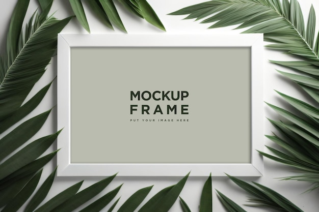 PSD psd frame mockup with aesthetic tropical concept