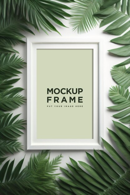 PSD psd frame mockup with aesthetic tropical concept