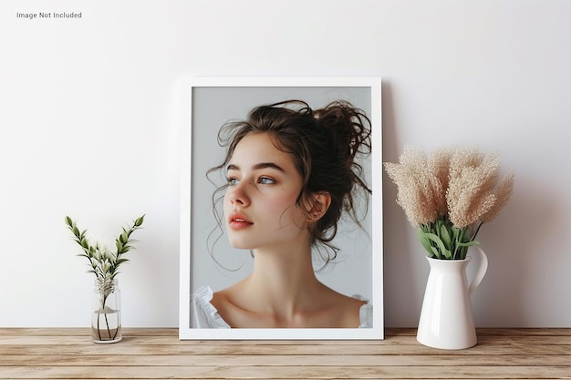 Psd frame mockup with plants