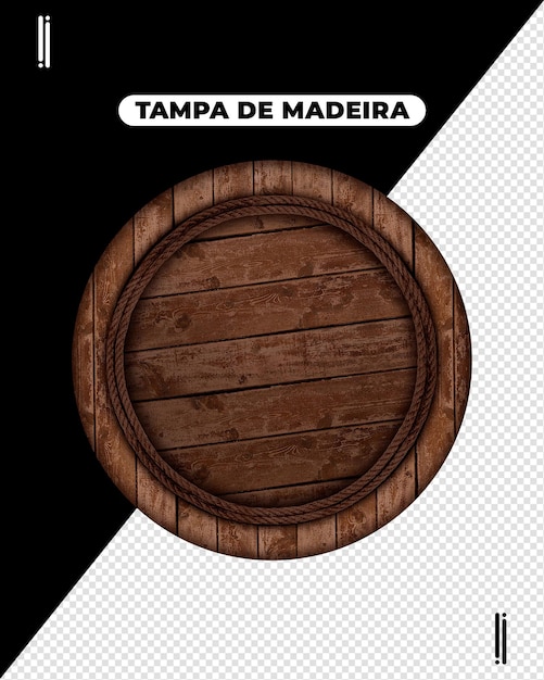 PSD psd frame rounded in 3d render wood realistic