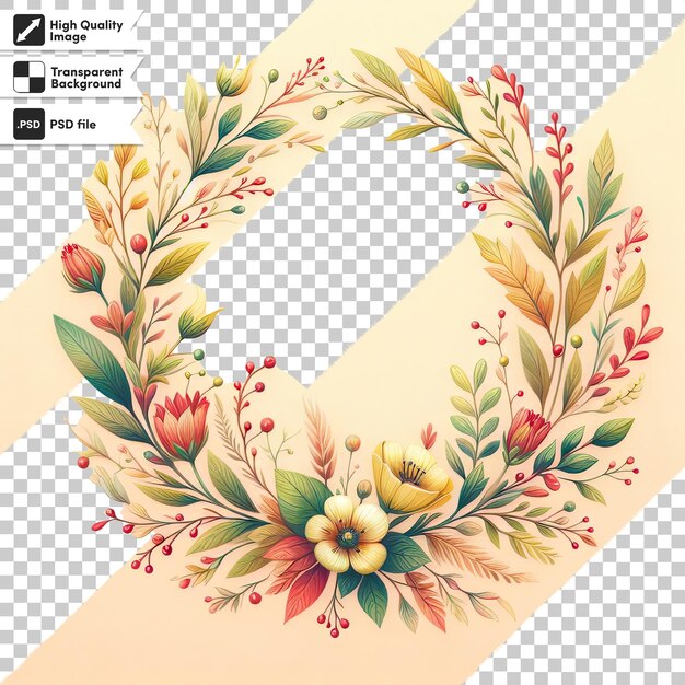 PSD psd frame with flowers on transparent background