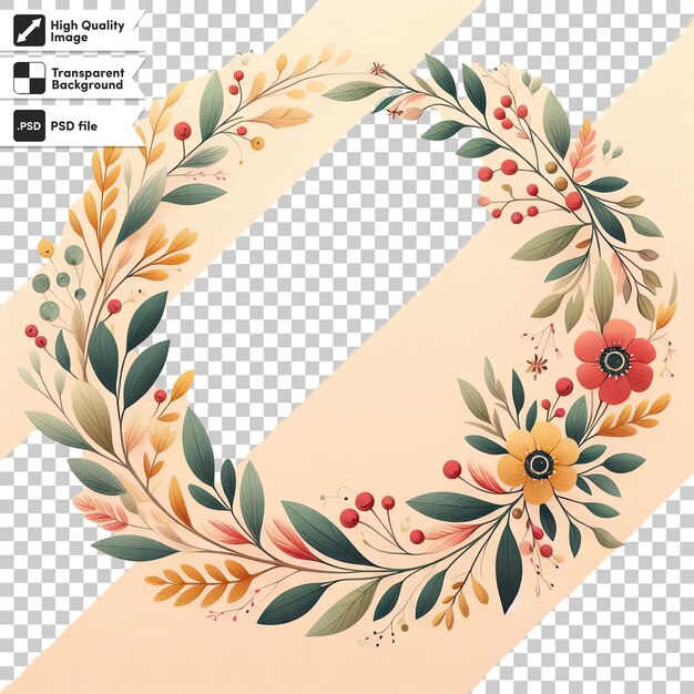 PSD psd frame with flowers on transparent background