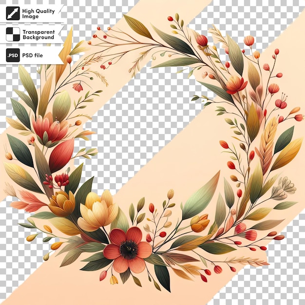 PSD psd frame with flowers on transparent background