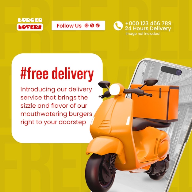 psd free delivery store promotional design for social media and instagram post template