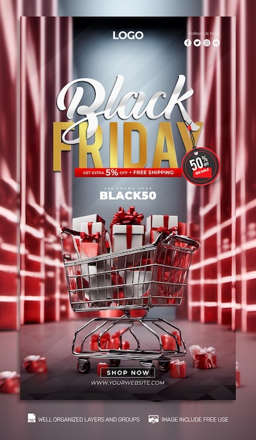 PSD psd psd gratuiti poster del black friday per social media e banner tamplate