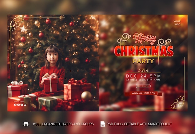 Psd free psd christmas banner and flyer social media tamplates poster