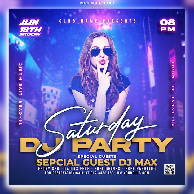 PSD psd free psd club dj party flyer social media post design