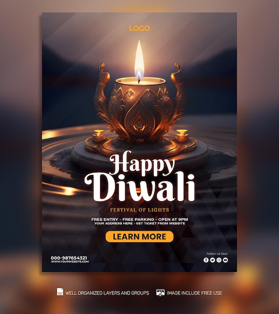 PSD psd free psd diwali celebration poster instagram feed and banner tamplates