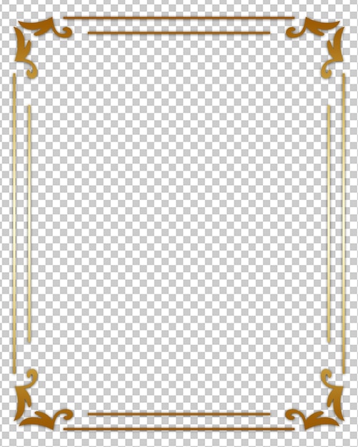 Psd free psd golden glowing square frame vector isolated on transparent background shiny frame wit