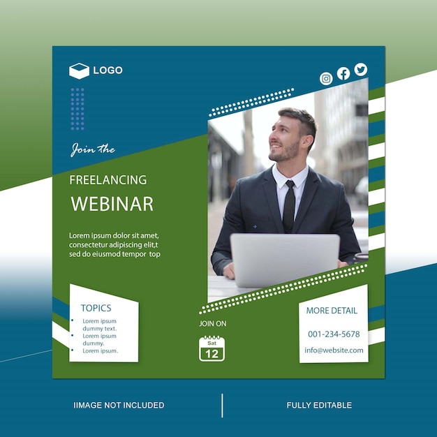 Psd freelancing and marketing agency webinar social media post template design 14