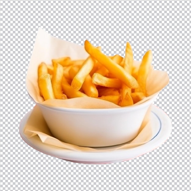 PSD psd french fries in dish fastfood chips with isolated object transparent background