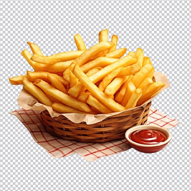 PSD psd french fries in dish fastfood chips with isolated object transparent background