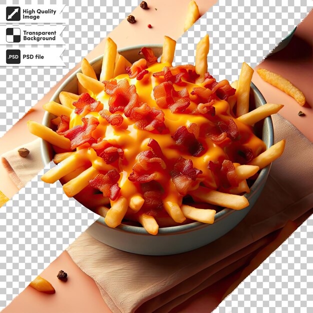 PSD psd french fries with ketchup on a bowl on transparent background