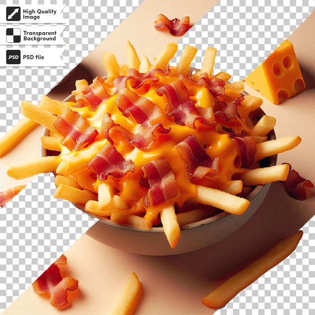 PSD psd french fries with ketchup on a bowl on transparent background