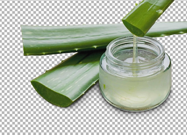 PSD psd fresh aloe vera extracted in a jar isolated on transparent background