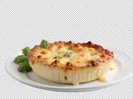 PSD psd of a fresh chicon au gratin on white plate