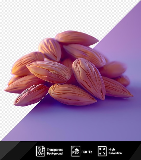 PSD psd fresh and delicious almonds on the table png psd