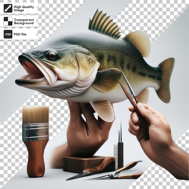 PSD psd fresh fish on transparent background with editable mask layer
