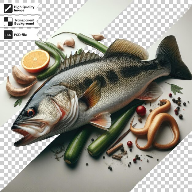 PSD psd fresh fish on transparent background with editable mask layer