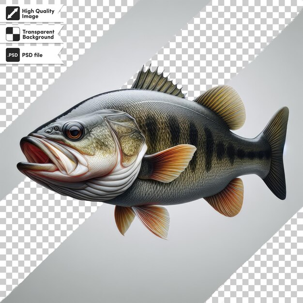 Psd fresh fish on transparent background with editable mask layer