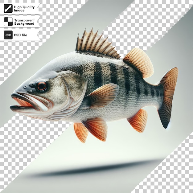 Psd fresh fish on transparent background with editable mask layer