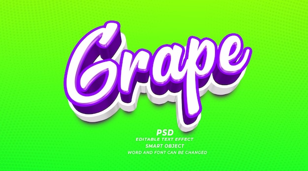 PSD Fresh Grape Fruits 3d Editable Text Effect Photoshop Template