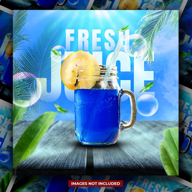 PSD psd fresh juice promotion instagram post or square web banner social media template