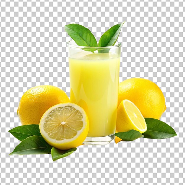 PSD psd di un succo di limone fresco su sfondo trasparente