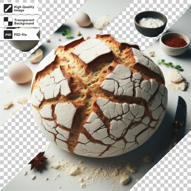 Psd freshly baked bread on transparent background with editable mask layer