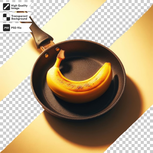 PSD psd fried banana in a frying pan on transparent background