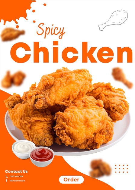 PSD psd fried chicken menu food template for social media