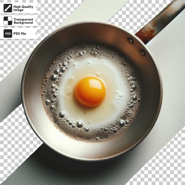 透明な背景の鍋にpsdで揚げた卵