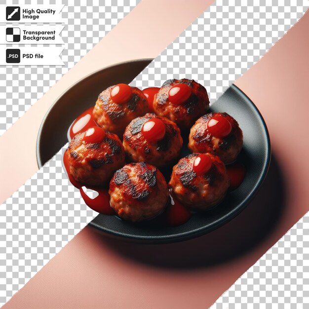 PSD psd fried meatballs in tomato sauce on transparent background