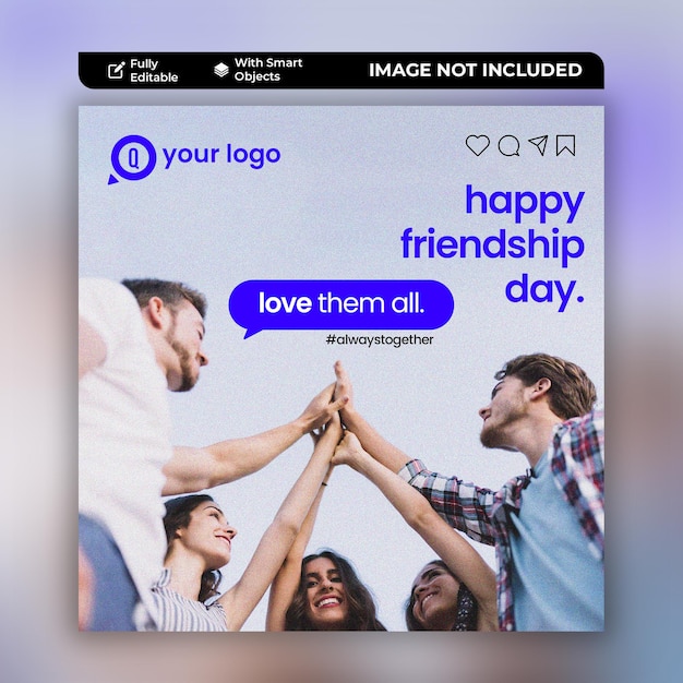 Psd friendship day minimal social media post template