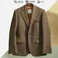 PSD psd front view capture a blazer brown tweed material fabric label