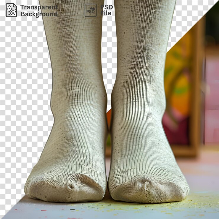 PSD psd front view capture a pair of socks beige cotton material fabric label