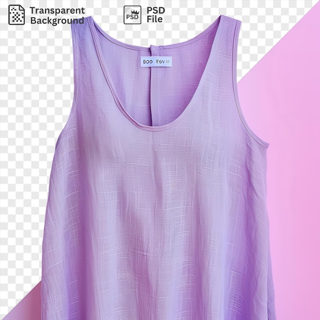 Psd front view capture a tunic lavender linen material fabric label