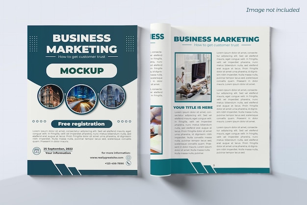 Psd front view cover and inner part editorial magazine mockup