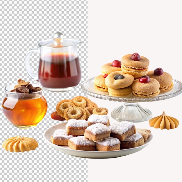 PSD psd di una vista anteriore di biscotti dolci su biscotti bianchi zucchero su sfondo trasparente