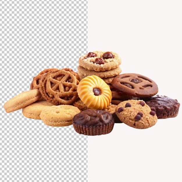 Psd of a front view sweet biscuits on a white cookies sugar on transparent background