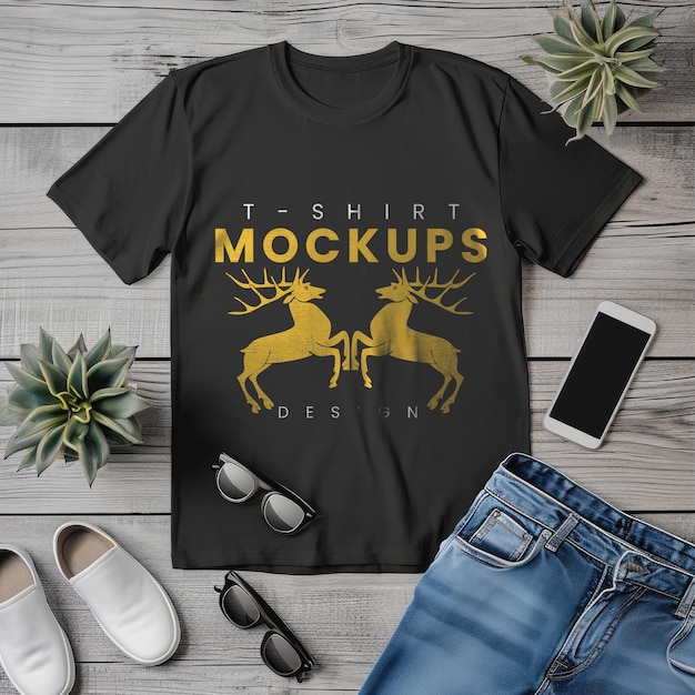 Psd frontmodel met een t-shirt mockup