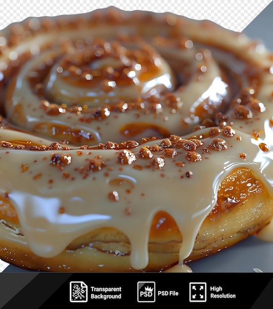 Psd frosted cinnamon rolls on a plate png